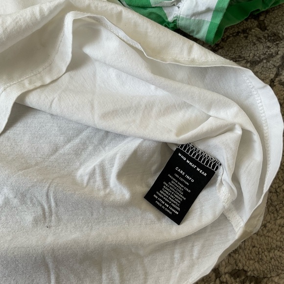 Who What Wear White and Green Gingham Blouse - Picture 4 of 5